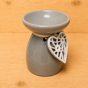 Céramique avec Cœur en Bois (gris)